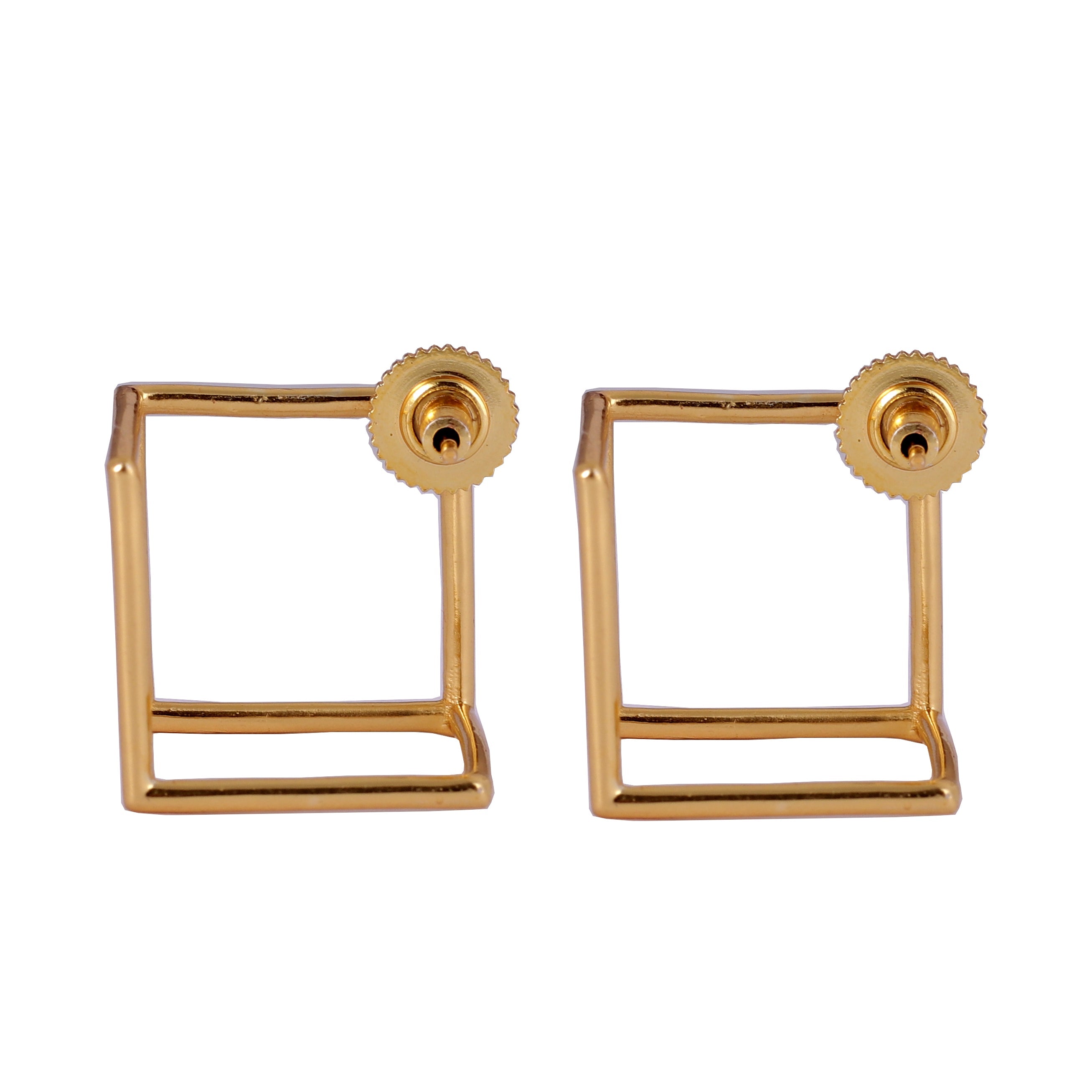 Light Geometric cube earrings  in 22k gold plated