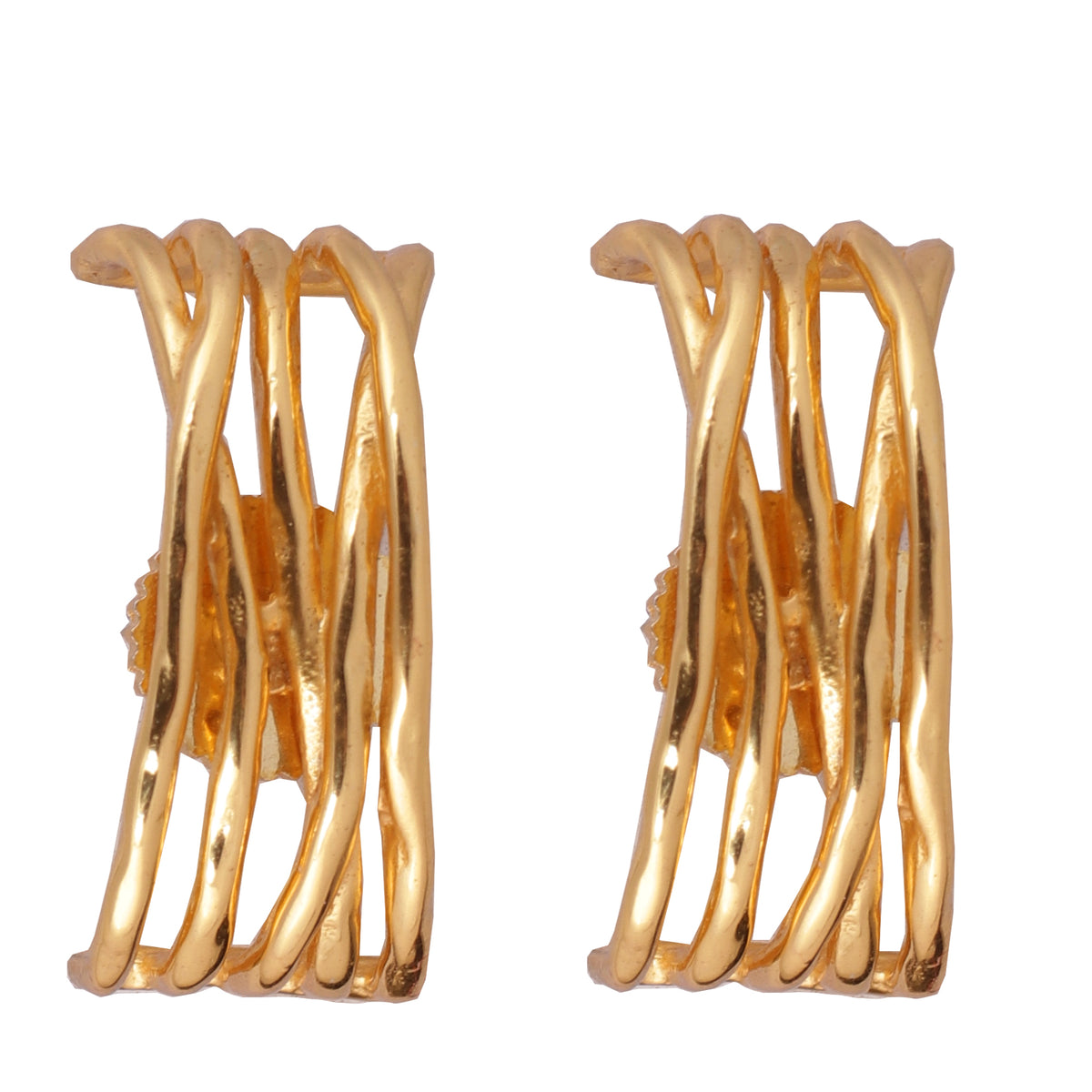 Wired effect ear studs  perfect for basic jewelry, available in 22k gold plated and silver finish.